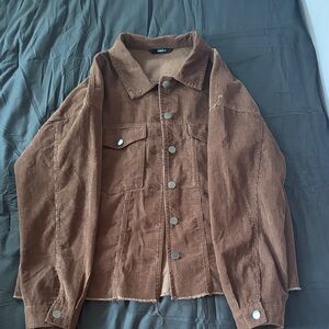 Women's Brown Corduroy Bomber Jacket